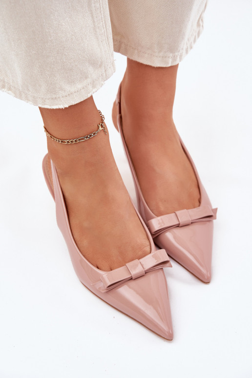 Lacquered High Heels With Bow Nude Naylna