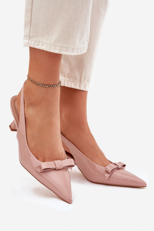 Lacquered High Heels With Bow Nude Naylna