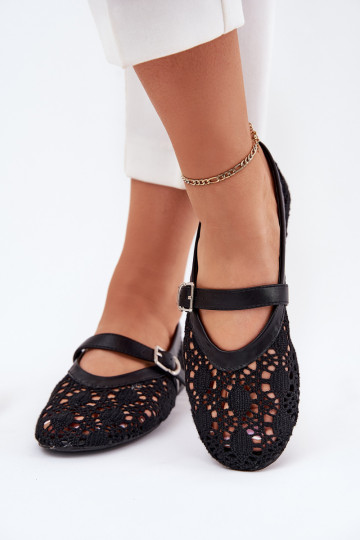 Perforated ballerinas with strap black Orphali 2