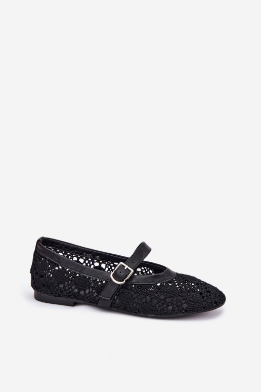 Perforated ballerinas with strap black Orphali