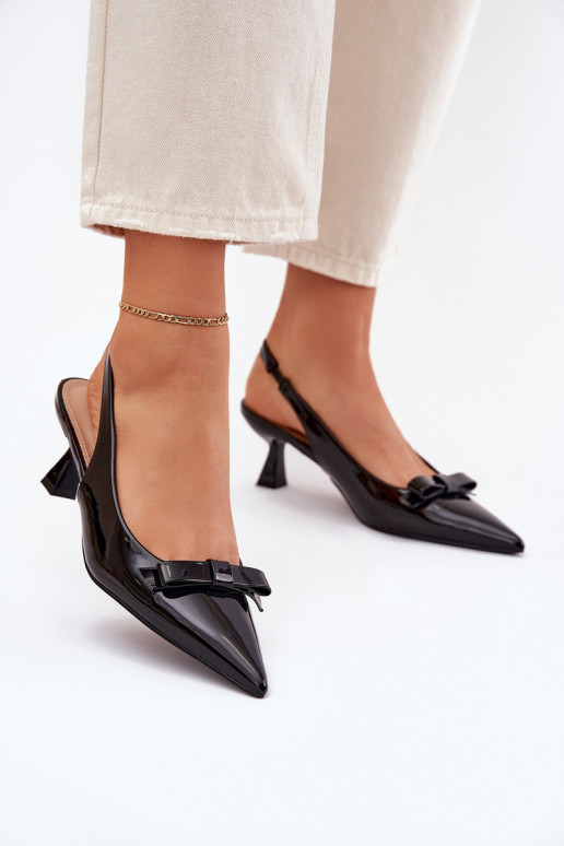 Patented High Heels With Bow Black Naylna