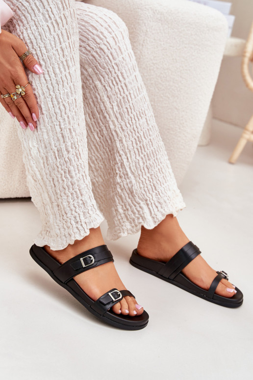 Women Sandals With Buckles Black Brinella