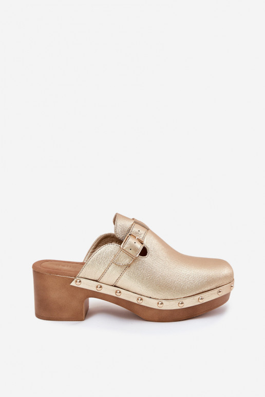 Women's Heeled Sandals With Buckle Gold Veldexina Women's Heeled Sandals With Buckle Gold Veldexina