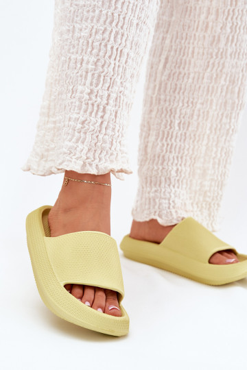 Women's Lightweight Foam Slippers On Thick Sole Lime Querceria