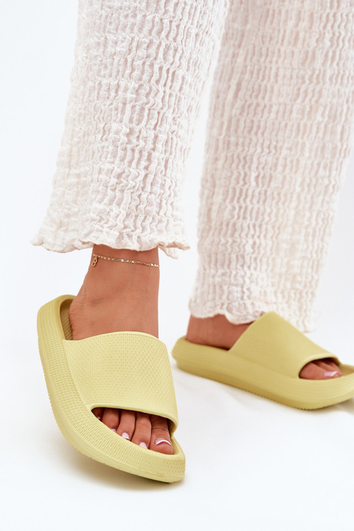 Women's Lightweight Foam Slippers On Thick Sole Lime Querceria
