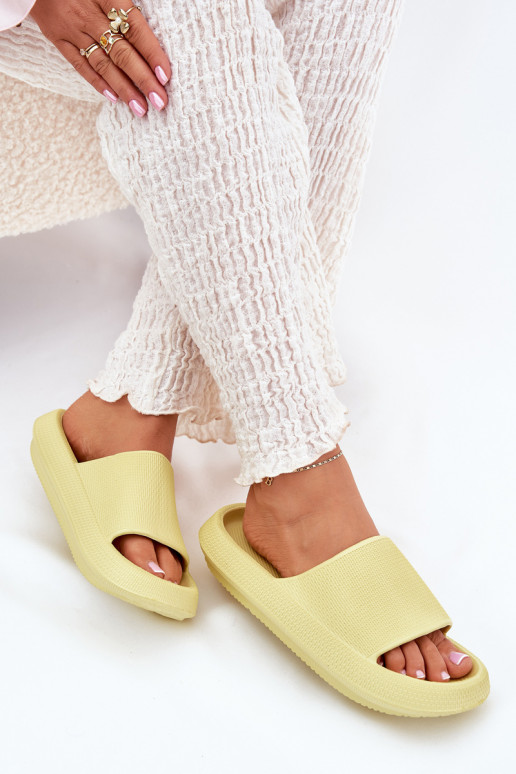 Women's Lightweight Foam Slippers On Thick Sole Lime Querceria
