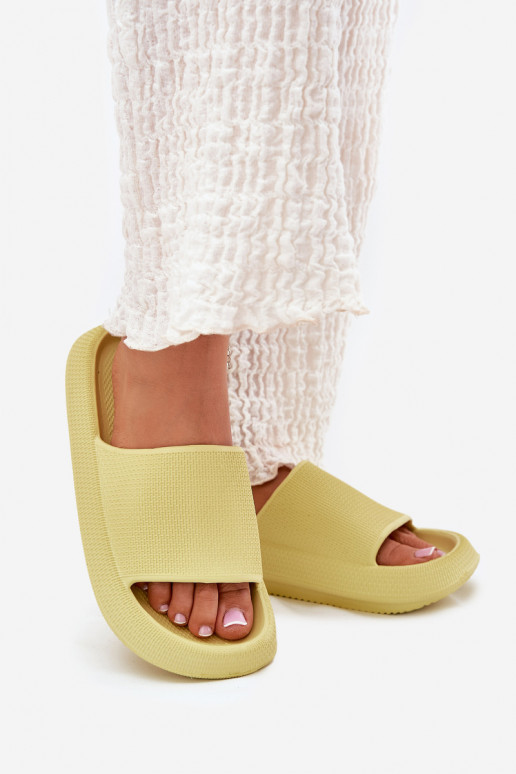 Women's Lightweight Foam Slippers On Thick Sole Lime Querceria
