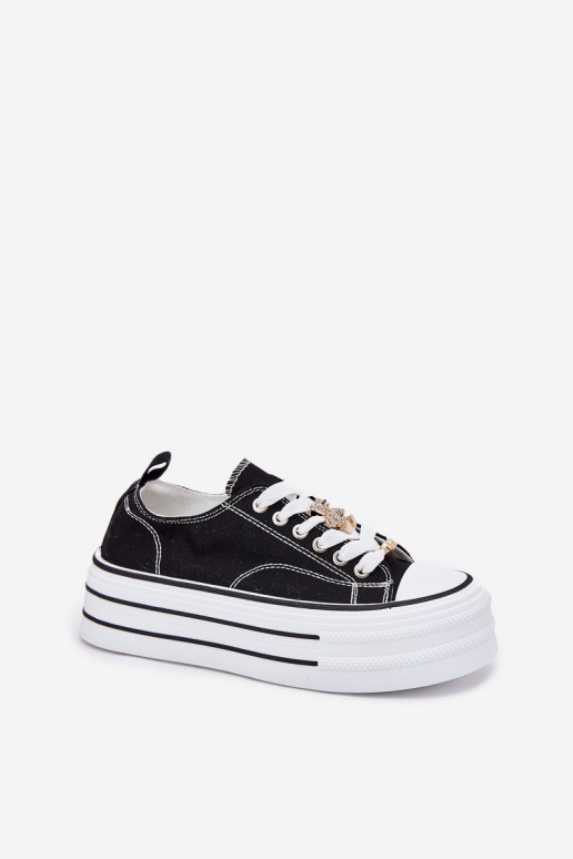 Women's Platform Sneakers With Golden Pins Black Fiorina Women's Platform Sneakers With Golden Pins Black Fiorina