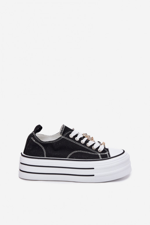 Women's Platform Sneakers With Golden Pins Black Fiorina Women's Platform Sneakers With Golden Pins Black Fiorina
