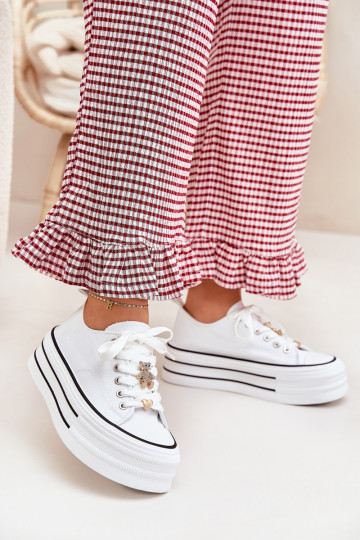 Women's Platform Sneakers With Golden Accents White Fiorina 2