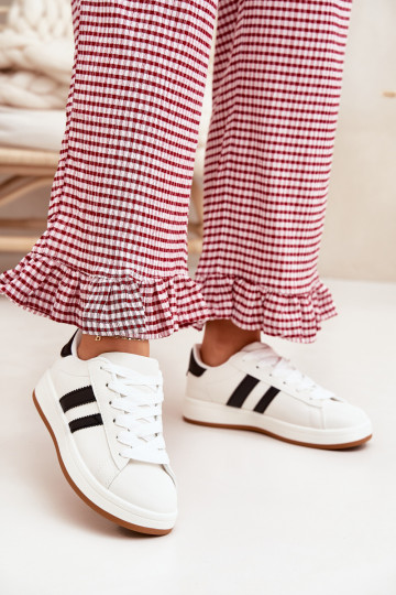 Buty Sportowe Sneakersy Damskie Z Eko Skóry Białe Ravina