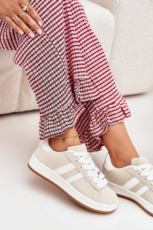 Women's Sports Shoes Sneakers Made Of Eco Leather Beige Ravina