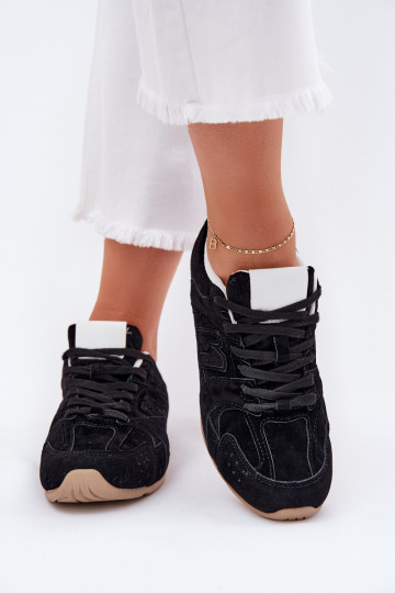 Women's Sports Shoes Made Of Eco Suede Black Dorella