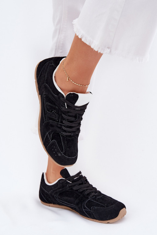 Buty Sportowe Damskie Z Eko Zamszu Czarne Dorella