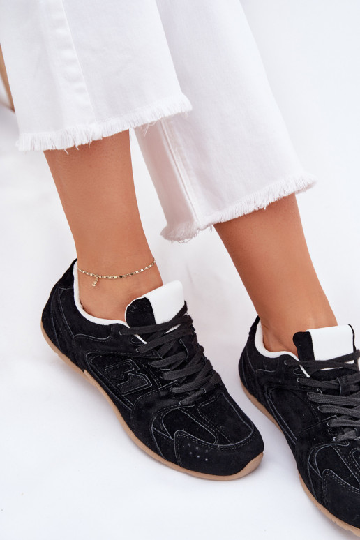 Women's Sports Shoes Made Of Eco Suede Black Dorella