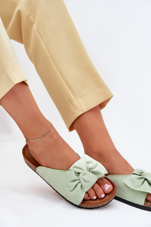 Women's Sandals On Cork Sole With Bow Mint Seressa