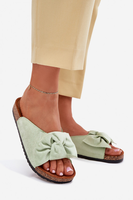 Women's Sandals On Cork Sole With Bow Mint Seressa