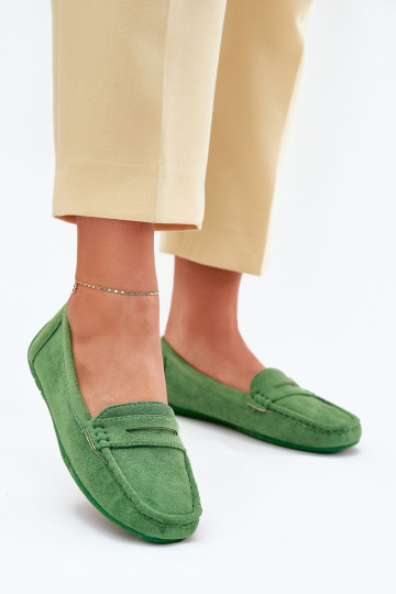 Women's Suede Moccasins Green Lenvie