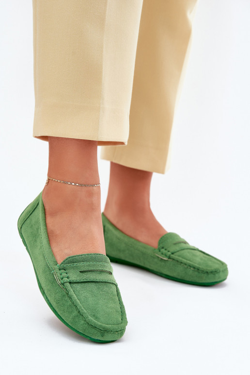 Women's Suede Moccasins Green Lenvie