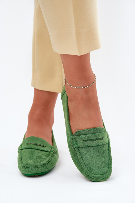 Women's Suede Moccasins Green Lenvie