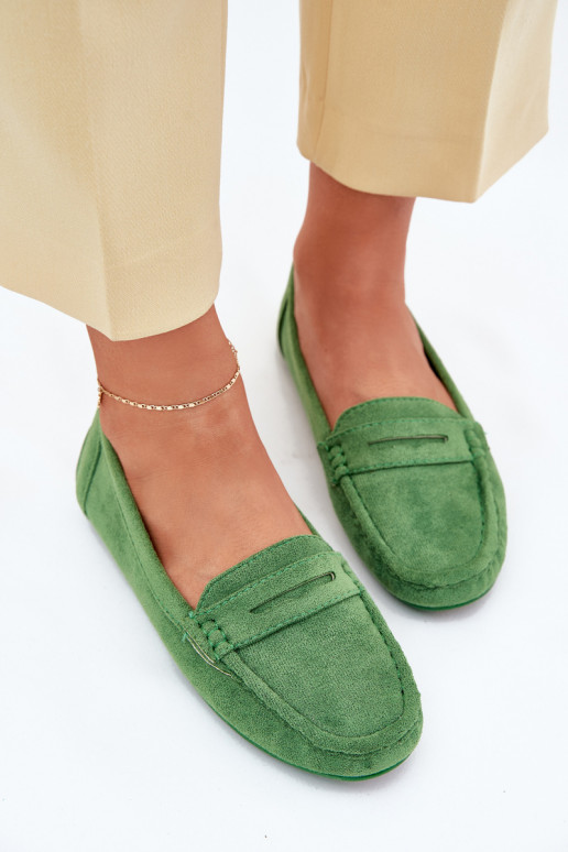 Women's Suede Moccasins Green Lenvie