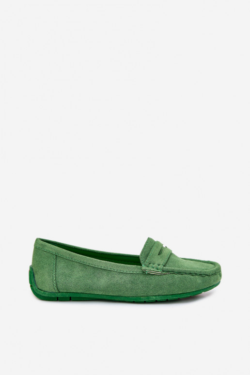 Women's Suede Moccasins Green Lenvie
