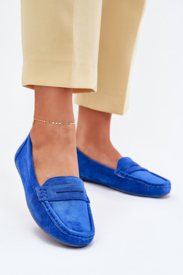 Ladies Suede Moccasins Cobalt Lenvie 2