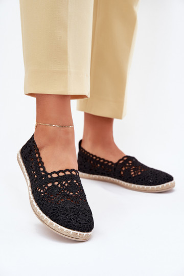 Lace Espadrilles Women Black Adelira 2