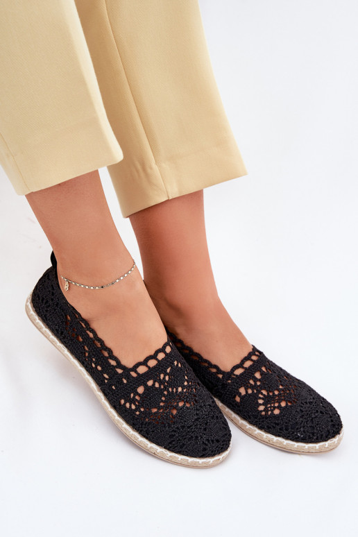 Lace Espadrilles Women Black Adelira