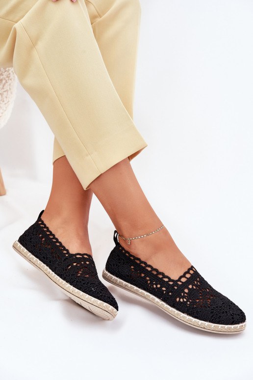 Lace Espadrilles Women Black Adelira