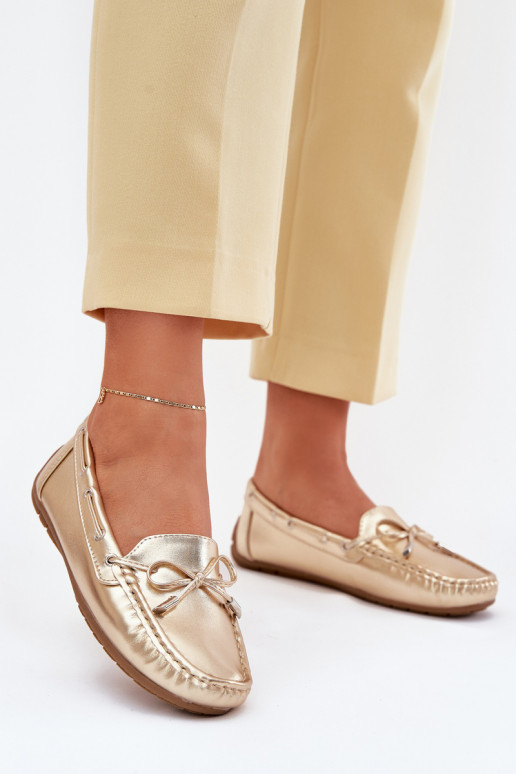 Women's eco leather loafers gold Si Passione Women's eco leather loafers gold Si Passione