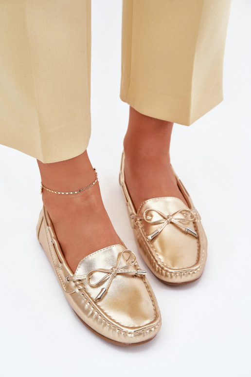 Women's eco leather loafers gold Si Passione Women's eco leather loafers gold Si Passione