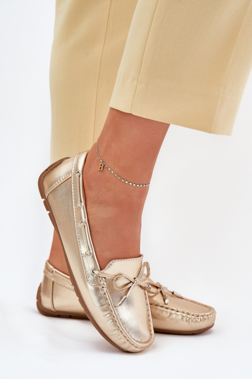 Women's eco leather loafers gold Si Passione Women's eco leather loafers gold Si Passione