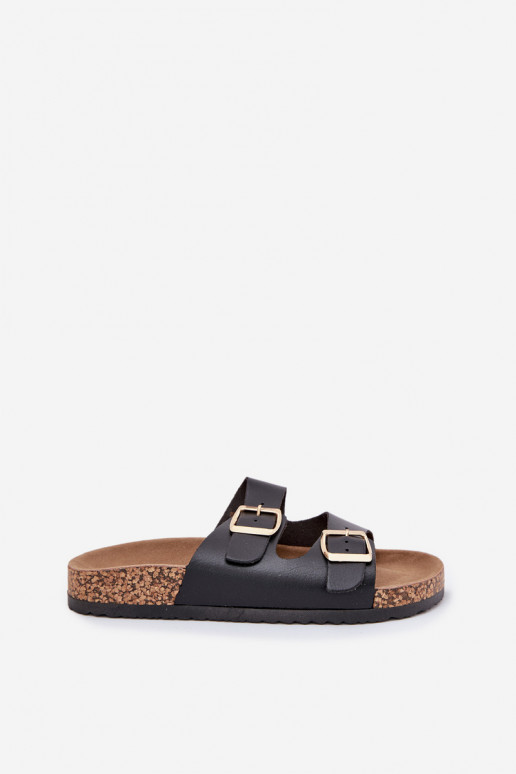 Women's sandals with buckles made of eco leather black Iskira Women's sandals with buckles made of eco leather black Iskira