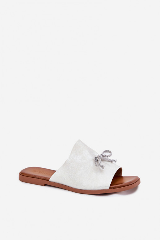 Women's sandals on flat heel with decorative tying silver Norela Women's sandals on flat heel with decorative tying silver Norela