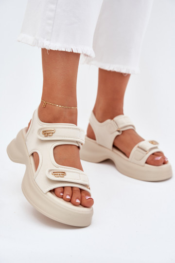 Women's sandals with golden details beige Luvira