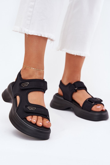 Women's Sandals With Golden Details Black Luvira 2