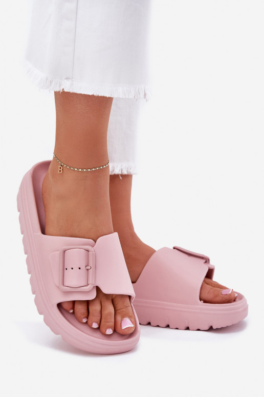 Women's Foam Platform Sandals With Buckle Pink Viasara
