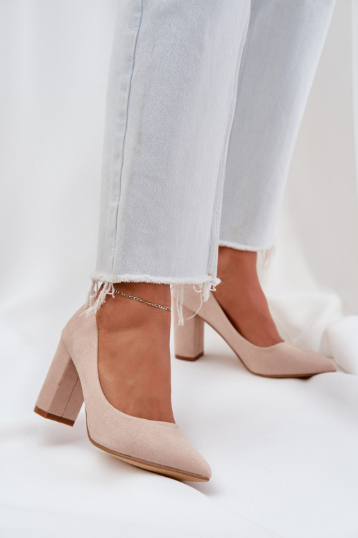 Women's Heeled Eco Suede Beige Pumps... Women's Heeled Eco Suede Beige Pumps...
