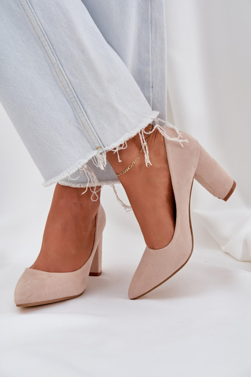 Women's Heeled Eco Suede Beige Pumps... Women's Heeled Eco Suede Beige Pumps...