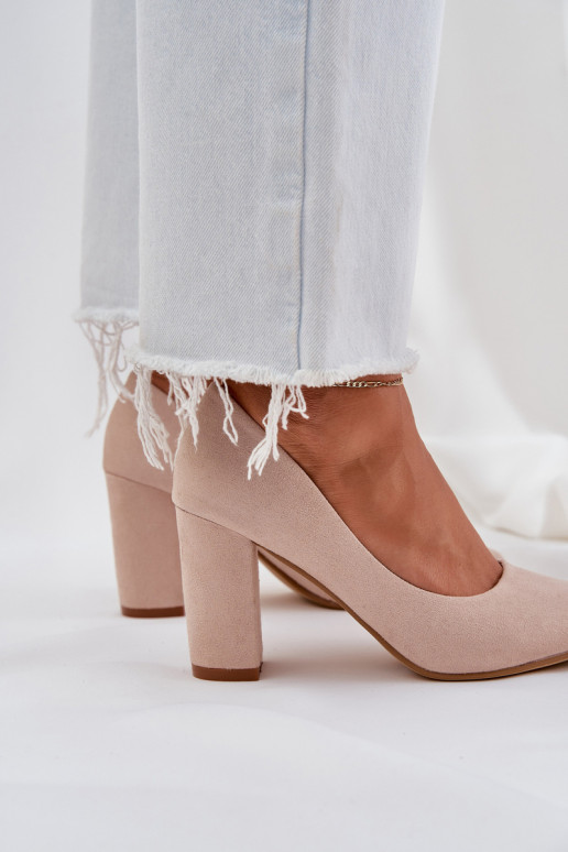Women's Heeled Eco Suede Beige Pumps... Women's Heeled Eco Suede Beige Pumps...