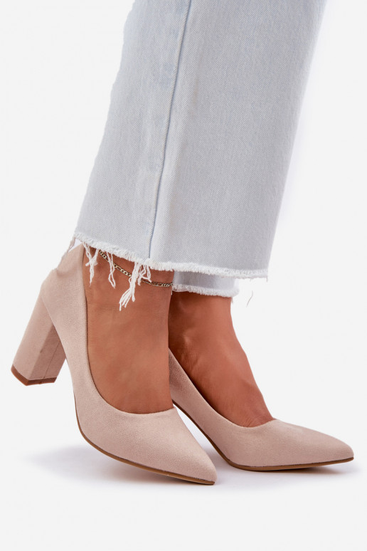 Women's Heeled Eco Suede Beige Pumps... Women's Heeled Eco Suede Beige Pumps...