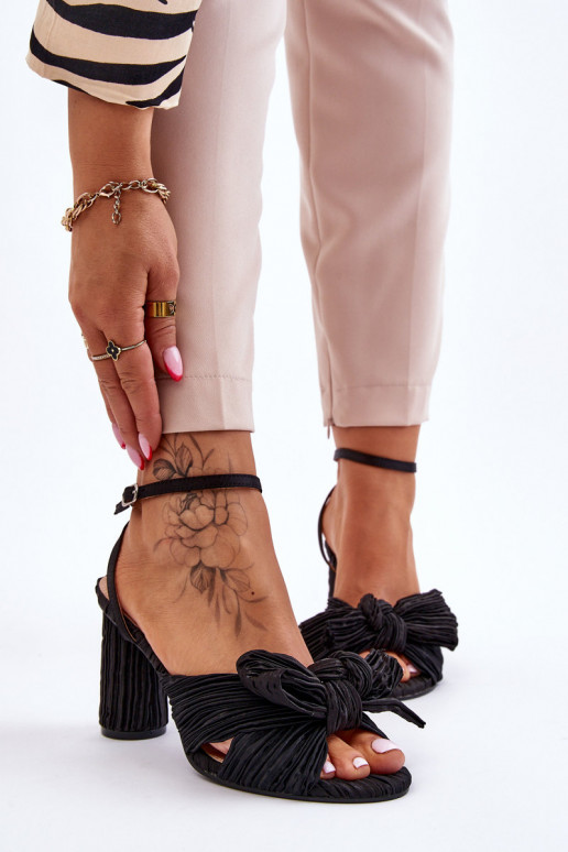 Fashionable Sandals With A Bow On Heels Black Callum Fashionable Sandals With A Bow On Heels Black Callum