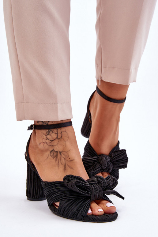 Fashionable Sandals With A Bow On Heels Black Callum Fashionable Sandals With A Bow On Heels Black Callum