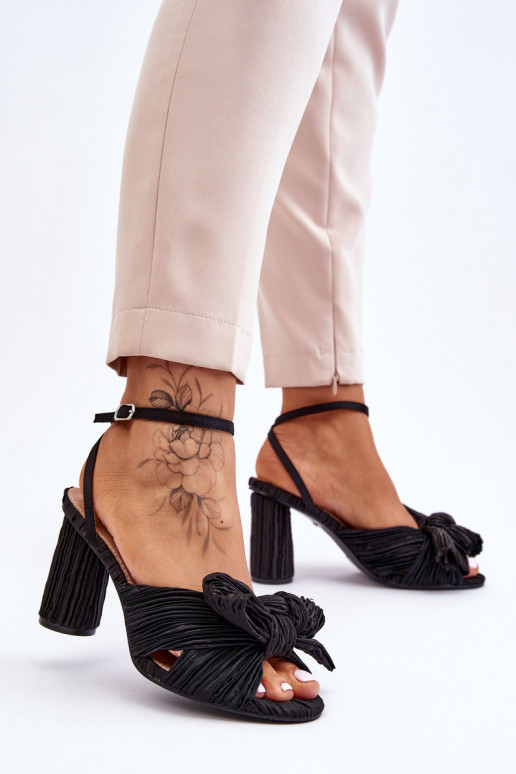 Fashionable Sandals With A Bow On Heels Black Callum Fashionable Sandals With A Bow On Heels Black Callum