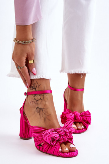 Fashionable Sandals With A Bow On Heels Fuchsia Callum