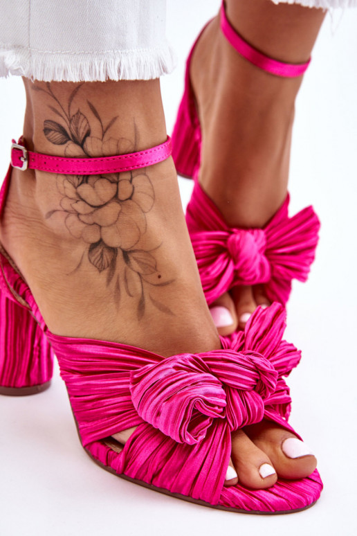 Fashionable Sandals With A Bow On Heels Fuchsia Callum Fashionable Sandals With A Bow On Heels Fuchsia Callum