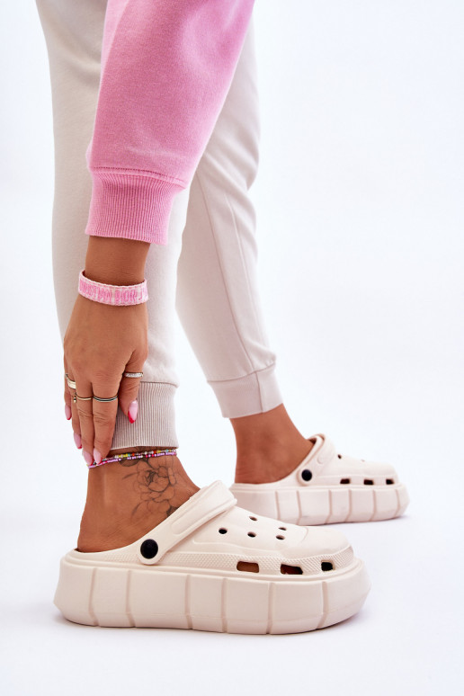 Damskie Piankowe Kroksy Na Platformie Beżowe Beckett