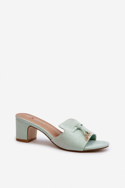Women's Sandals In Mint Eco Suede On Heel Jemenna Women's Sandals In Mint Eco Suede On Heel Jemenna