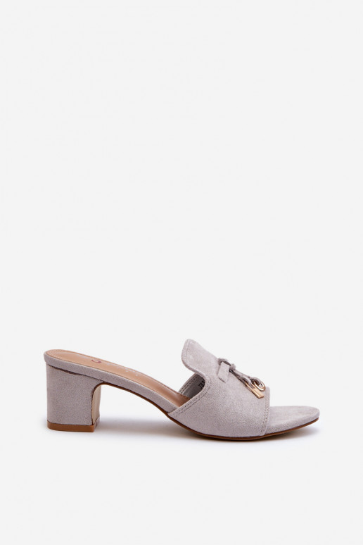 Women's Gray Sandals with Faux Suede Heels Jemenna
